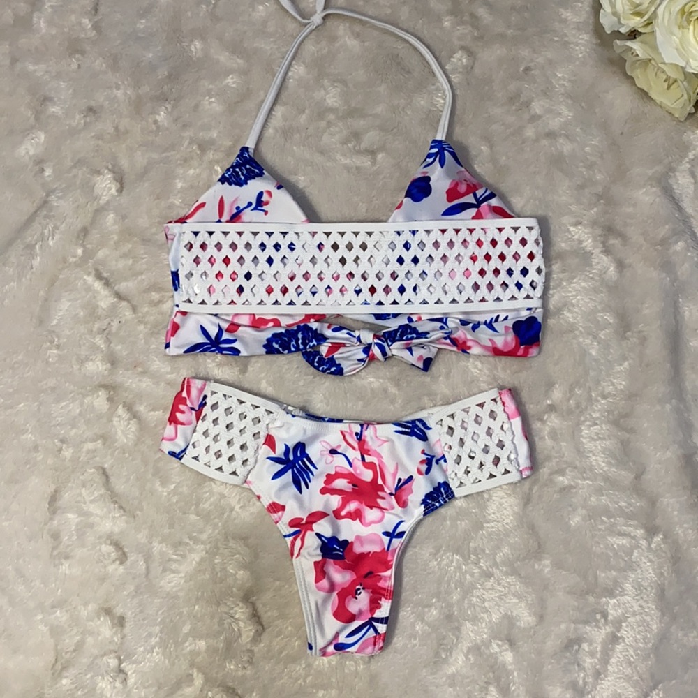 Zaful White Floral Bikini Set